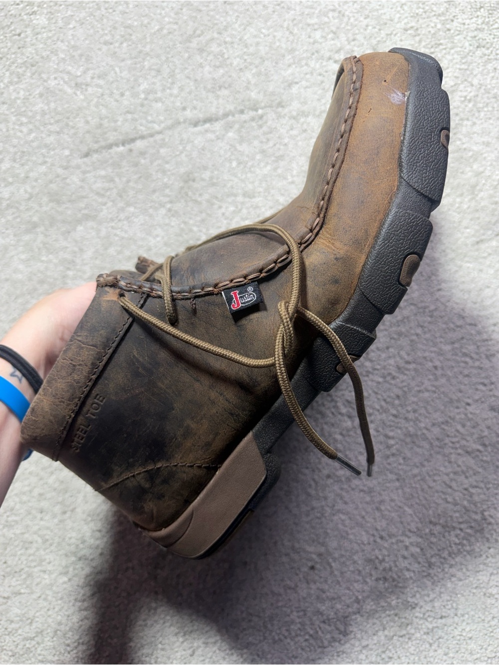Justin Original Cappie Chukka Electrical Steel Toe Men's Brown Work Boot Sz 13M